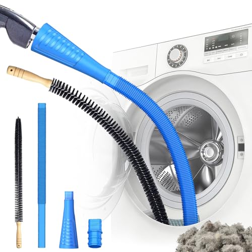 2-Pack Universal Dryer Vent Cleaning Kit - Tumble Dryer Cleaning Hose Effectively Cleans Blocked Dryer Ducts Fits Most Vacuum Cleaners for Dryers Refrigerator Coils & Behind Appliances