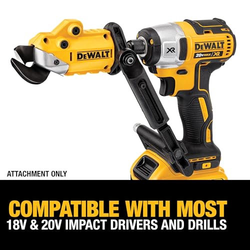 DEWALT Metal Shear/Cutter Drill Attachment, Impact Ready, 360 Degree Pivoting Head, Cuts 18GA Material (DWASHRIR)(Yellow, Black) - image 8
