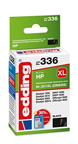 Edding Cartuccia D'Inchiostro Edd-336, Cartuccia Singola, Nero, 21 Ml, Resa 700 Pagine, Sostituisce Hp 301Xl (Ch563Ee)