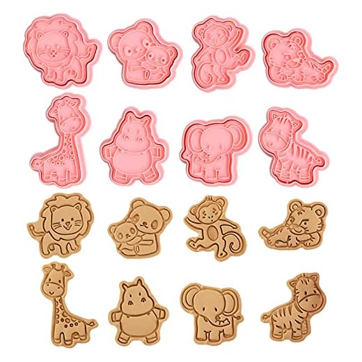 Xzeemo 8 Pz Moldes Galletas Animales, 3D Cortadores Galletas para Niños, Moldes para Hacer Galletas de Formas, Cortadores de Galletas Plástico, Moldes Reposteria Animales para Galleta, Pastelería (A)