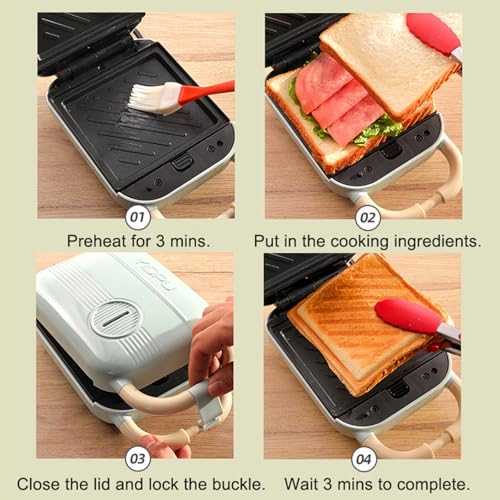 YXYSSMDGHY 650w-Sandwich-Toaster, Mini-Sandwichhersteller, Nicht-Schichtplatten, Baut Sandwiches, Gegrillter Käse, Desserts, Einfach Aufräumen,C
