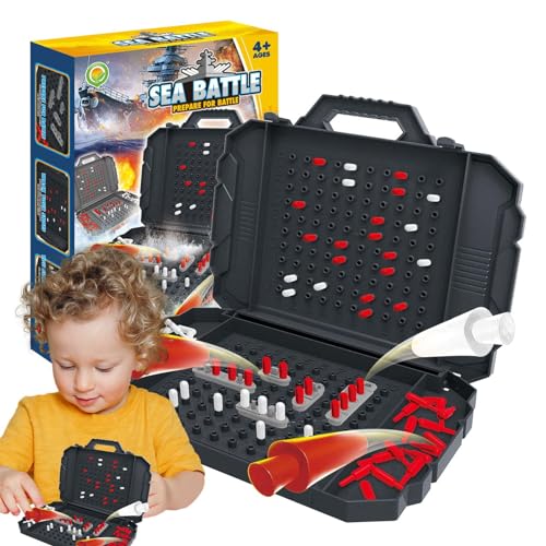 Ruwshuuk Juego de Mesa de Batalla Naval,Juego de Mesa de Barco de Guerra | Juegos de Mesa Familiares Juego Educativo de Estrategia de Batalla - Juegos Divertidos y creativos para la Familia Juegos de