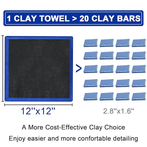 Image of Clay Towel Auto Detailing 1 Pack, Fine Grade Microfiber Chamois Towel for Car DIY Detail, Clay Bar Alternative for Car Detailing(Blue)