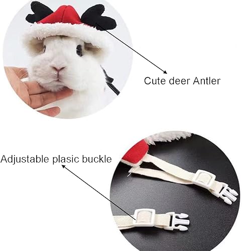 Miniatura 6 de Disfraz de Navidad de animales pequeños para conejo, gatito, alce, capa con cuernos de ciervo, ropa de conejo con correa de conejo, traje de