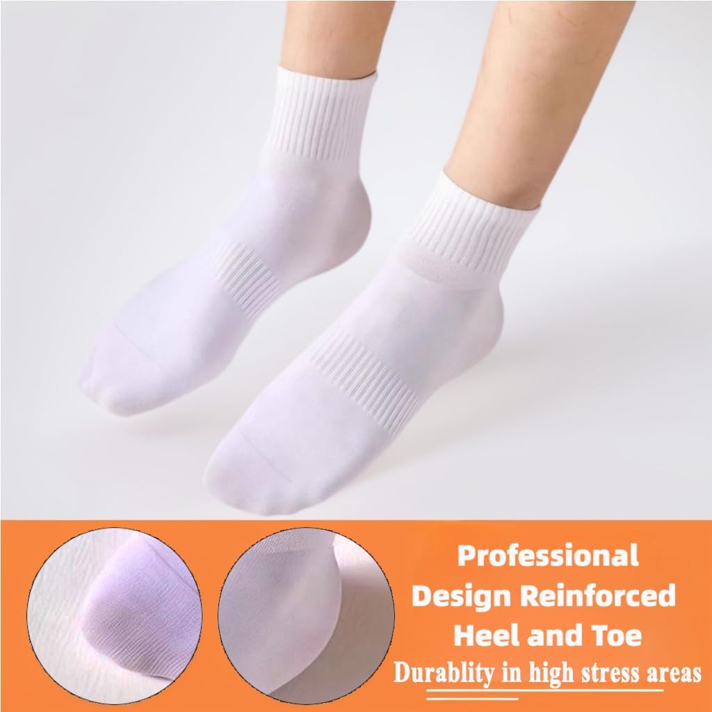 6 Pairs Womens Socks Ankle Cotton Socks for Women White Athletic Running Quarter Crew Socks - Image 3