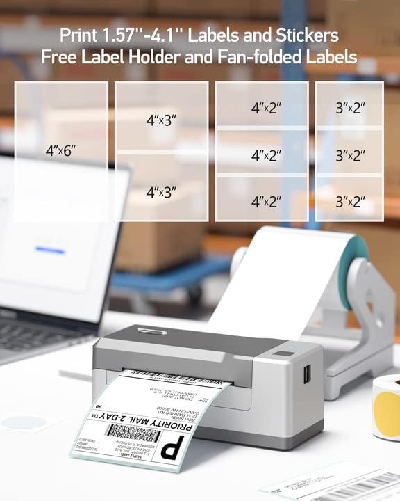 Tordorday Bluetooth Thermal Label Printer 4"×6" Bluetooth Shipping Label Printer for iPhone, Android, Works with App Aprinter, Compatible with Amazon, UPS, Etsy, Shopify