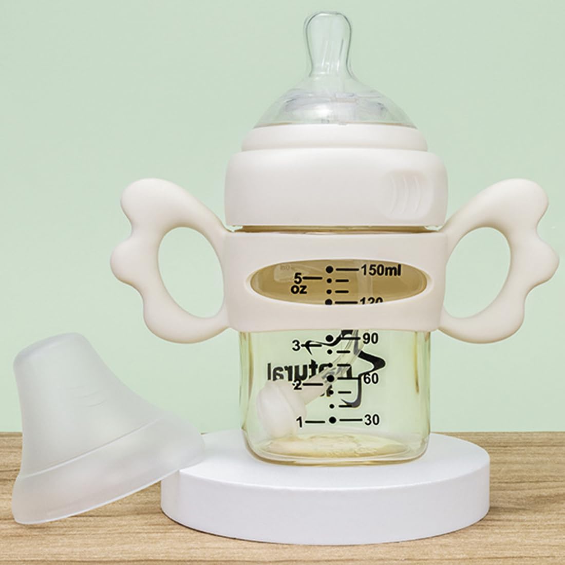 2 pcs Impugnatura per Biberon, Manico Per Biberon Silicone, Manici per Biberon a Collo Largo, Biberon in Silicone per Bambini, Facile Installazione Manici Per Biberon