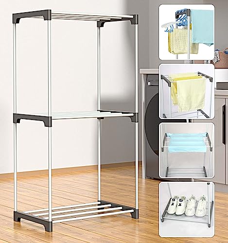 HOUSE-AGAIN-Clothes-Drying-Rack-Small-Drying-Rack-Clothing-3-Tier-Laundry-Cloth-Dyer-Racks-Freestand-Dryer-Rack-for-Bathroom-Apartment-and-Laundry-Room HOUSE AGAIN Clothes Drying Rack Small Drying Rack Clothing 3 Tier Laundry Cloth Dyer Racks Freestand Dryer Rack for Bathroom Apartment and Laundry Room
