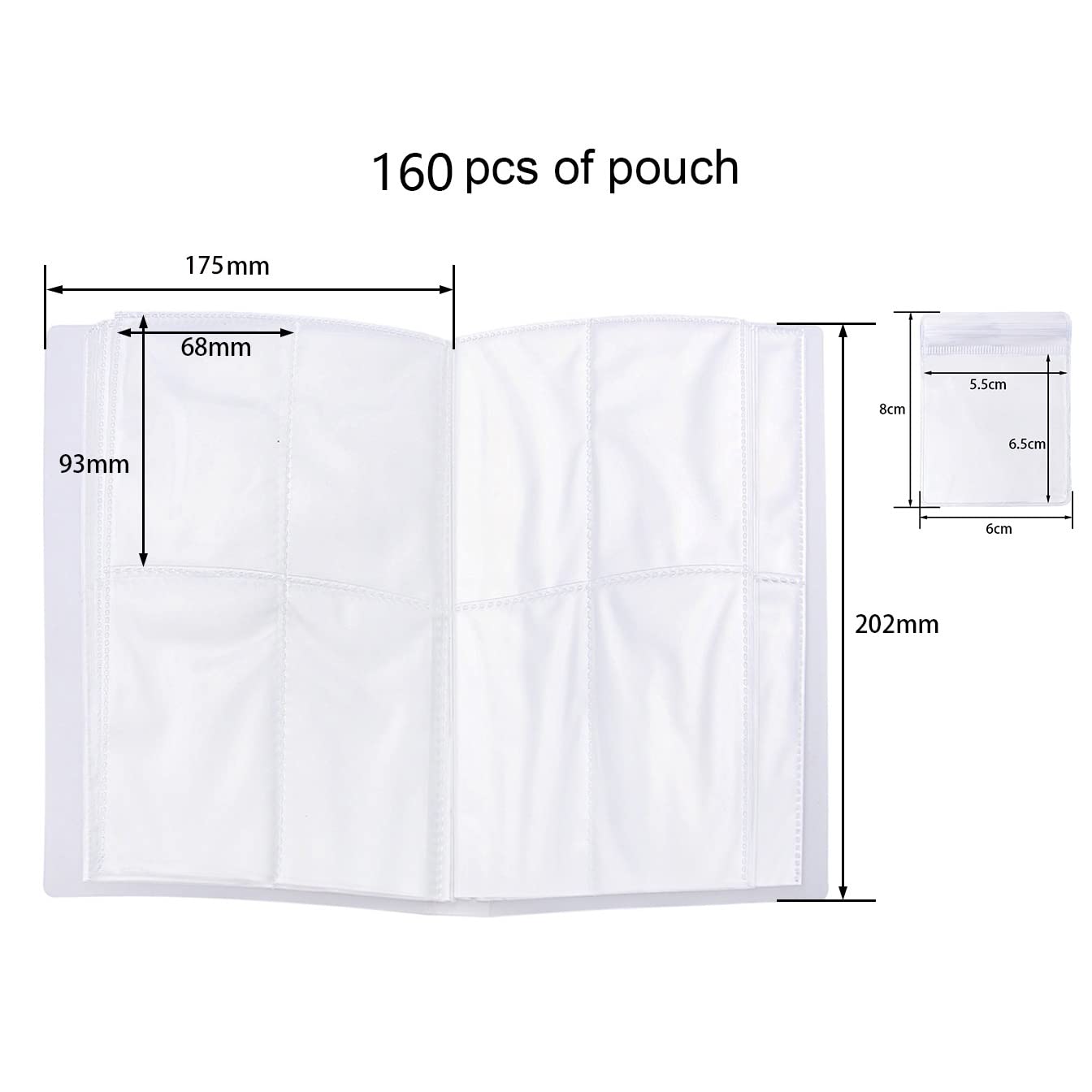 Livre de rangement transparent pour bijoux - 160 compartiments avec 100 pochettes zippées