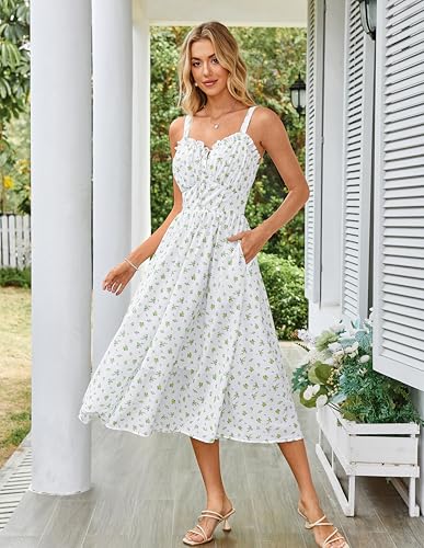 Image of Scarlet Darkness Summer Dresses for Women 2026 Floral Corset Dress Long Milkmaid Dress with Pocket