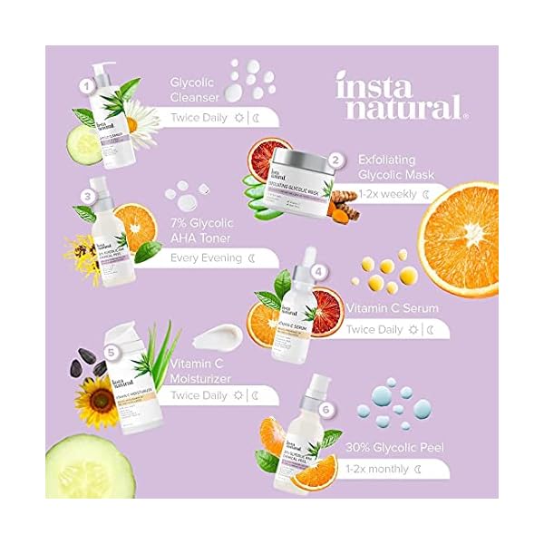 InstaNatural-Exfoliating-Glycolic-Face-Mask-Facial-Scrub-Blackhead-Treatment-for-Brightening-and-Exfoliation-with-Turmeric-Vitamin-C-Natural-AHA-Enzyme-Exfoliant-for-Scars-Glowing-Skin InstaNatural Exfoliating Glycolic Acid Face Mask for Women & Men, Gentle Exfoliator, Pore Minimizer, Anti Aging, Blackhead Remover, Acne Facial Treatment with Vitamin C and Turmeric, 2 Fl Oz