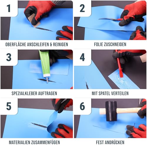 Langlauf Schuhbedarf Poolkleber wasserfest - Pool Reparaturset – PVC-Poolfolien, inkl. zuschneidbarer PVC-Folie (20x30cm),extra starker Kleber, Schleifpapier & Spatel – Pools,Whirlpools & Teichfolien