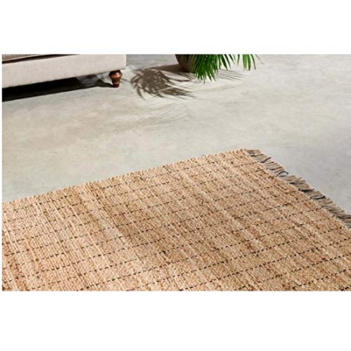 Nkuku Salem Tapis tissé à la main en chanvre naturel et noir 120 x 180 cm