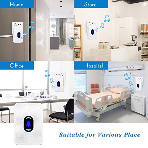DAYTECH Wireless Caregiver Pager Call Button for Elderly Home Alert Alarm System Panic Button for Patient Seniors Personal Nurse Call Button 2 Receivers+2 Emergency Button