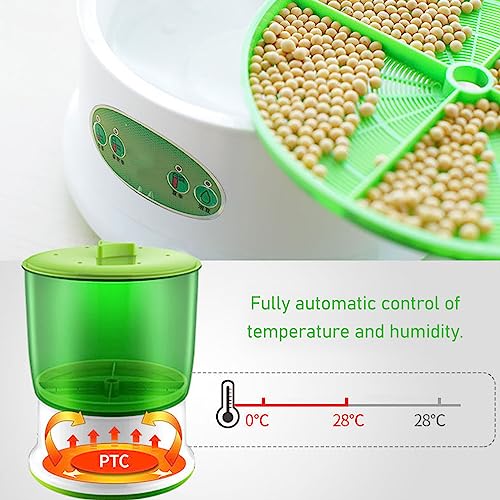 Tnfeeon Máquina de Brotes de Soja, Kits de Germinación de Semillas Pantalla LED Tiempo Inteligente Automático Fabricante de Brotes de Soja Función de 3 Capas Cultivo Semillas (Enchufe UE 220V)