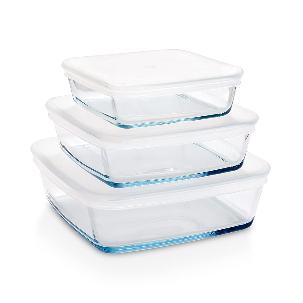 Borosil Microwave Safe & Oven Safe Square Glass Baking Dish with Lid (Transparent, 500 ml + 800 ml + 1.6 L) - Set of 3 — Amazon image 2