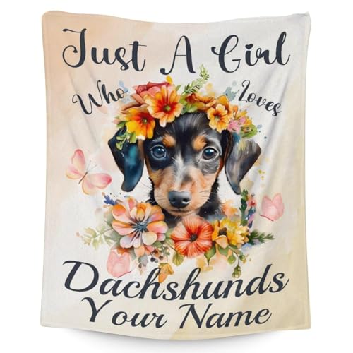 Custom Dachshund Throw Blanket for Dachshund Lovers - 30x40 Inches Lap Size - Soft Fluffy Cozy Blankets Gift - Colorful Cute Blanket Throws for Couch, Work