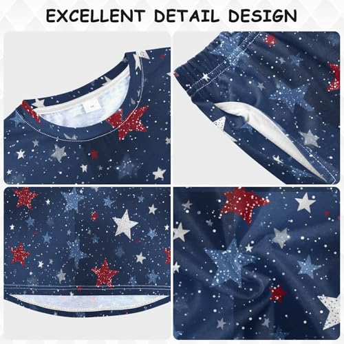 July 4th Stars Soft Pajama Set for All Seasons,Breathable Pjs Long Sleeve Sleepwear,Comfy Loungewear 2 Piece Underwear Set 5T3