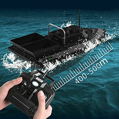 Foto von kangten Futterboot, RC Fischköder Boot mit 2 Unabhängigen Köderfächern Cruise Köderboot Kabellos Angelköder Fischfinder Ferngesteuertes Boot 5200mAh 500M