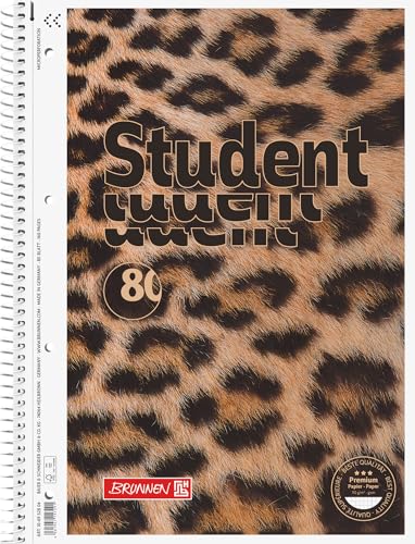 BRUNNEN Collegeblock Premium Student Leopard | A4 Lineatur 28 80 Blatt braun/schwarz
