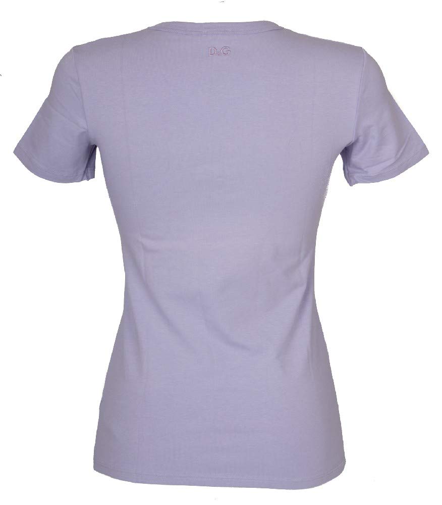 Dolce & Gabbana T-Shirt Maglietta Donna Manica Corta Girocollo Cotone D&G Articolo N91107, F1992 Violet, I 4 - EU XL - USA L - UK L - F 44