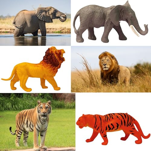 Image of Big Size Forest Animals Toy set | 12PCS Jungle Animal Action Figures for Kids Boys & Girls Wildlife Realistic Zoo Creatures Model Figurine | Farm Animal Toys Playset Birthday Gift for Children
