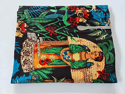 Image of Floral Printed Cotton Fabric Cloth Hand Block Print Fabric Women Material Running Jaipuri Hand Block Printed Women Dress Material Kurtis Natural 44 inch Inches Width 2.5 Meter (Pattern 16)