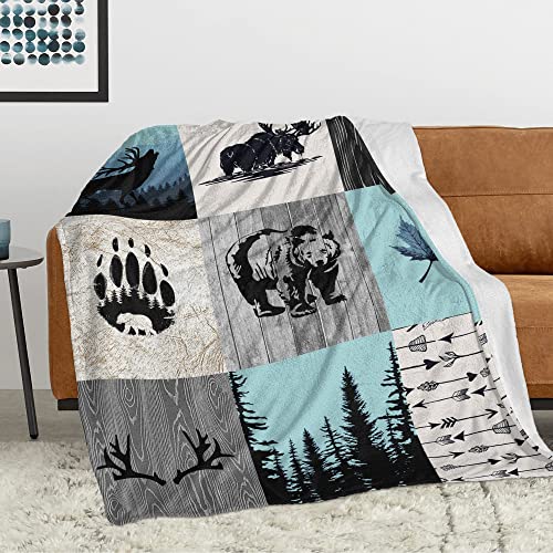 Mtjj Blanket Retro Bear Moose Deer Throw Blankets,Ultra Soft Fleece Blanket Cozy Bed Blankets Quilt Home Decor Blankets Sofa Blanket Gifts Blanket For Men Women Kids Christmas Birthday(60 In×50 In) #TOP2