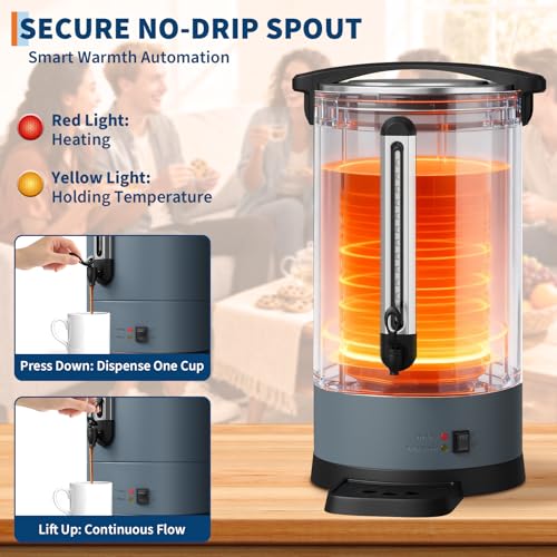 Image of Garvee 18 L /120 Cups Coffee Urn- 4.8 gal Double Wall Commerical Coffee Maker for Buffet Catering Wedding Gathering,Large Capacity Hot Coffee Dispenser,Stainless Steel Hot Water Urn-Grey