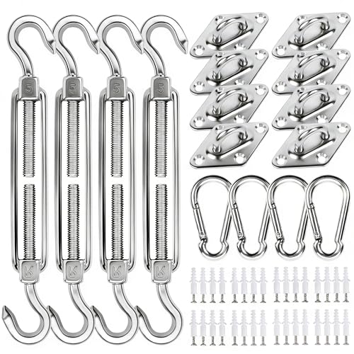 yofit Shade Sail Hardware Kit 5 inch for Triangle Rectangle Sun Shade Sail Installation, 304 Grade Stainless for Garden Outdoors, 80 Pcs