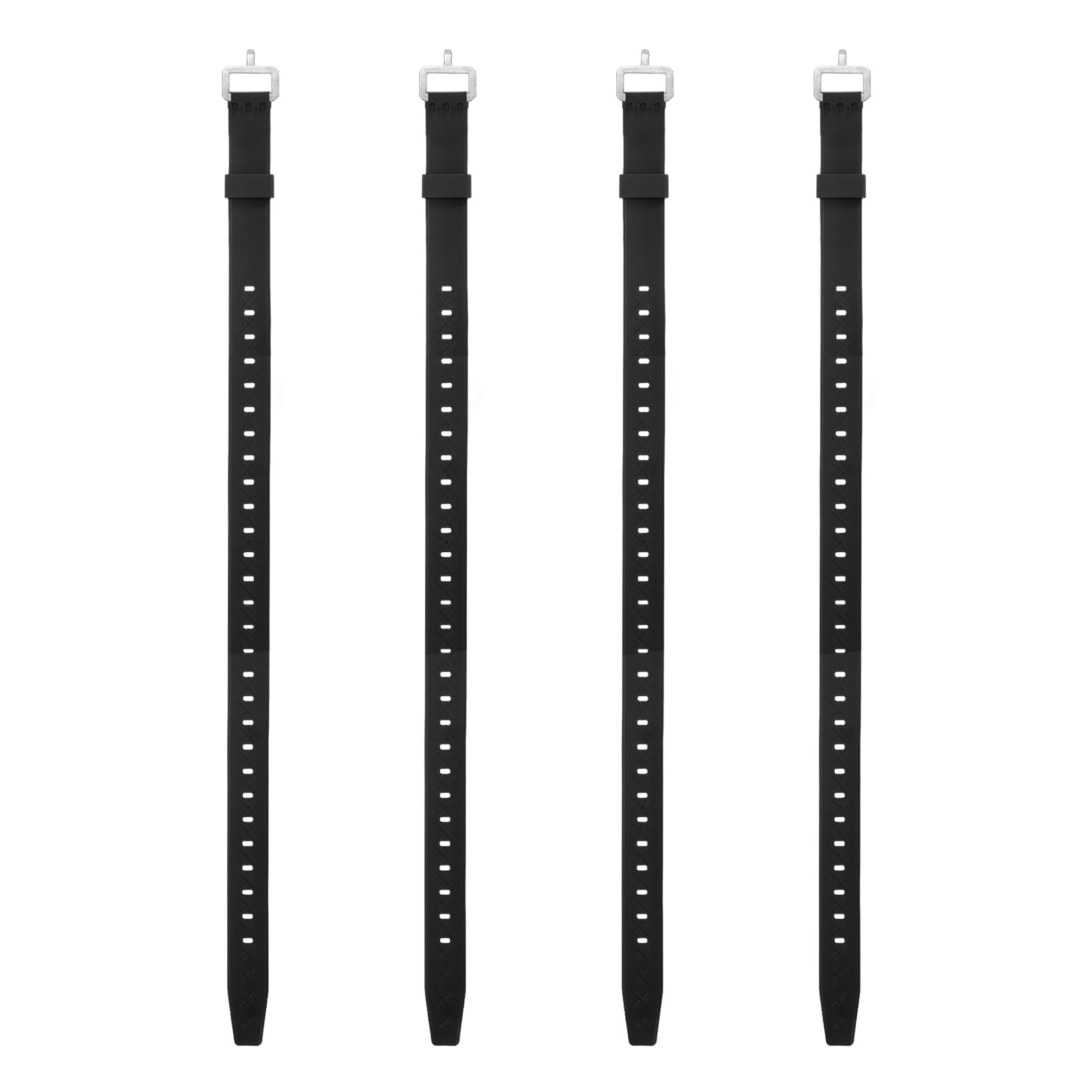 4 Pcs Silicone Tie Down Strap, 35cm / 14 inch Versatile Wear Resistant Silicone Securing Strap with Metal Buckle for Luggage Binding Outdoor Equipment Sorting,Black — view 10