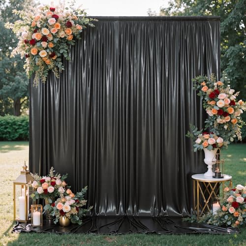 10x10FT Black Sequin Backdrop Curtain for Party - 2 Panels 5x10FT Wrinkle-Free Shimmer Drapes for Birthday Wedding Christmas Decorations & Photography