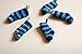 Miniature Striped Crochet Sock, Handmade Dollhouse Stocking, 4cm Long, 1 Sock (Blue)