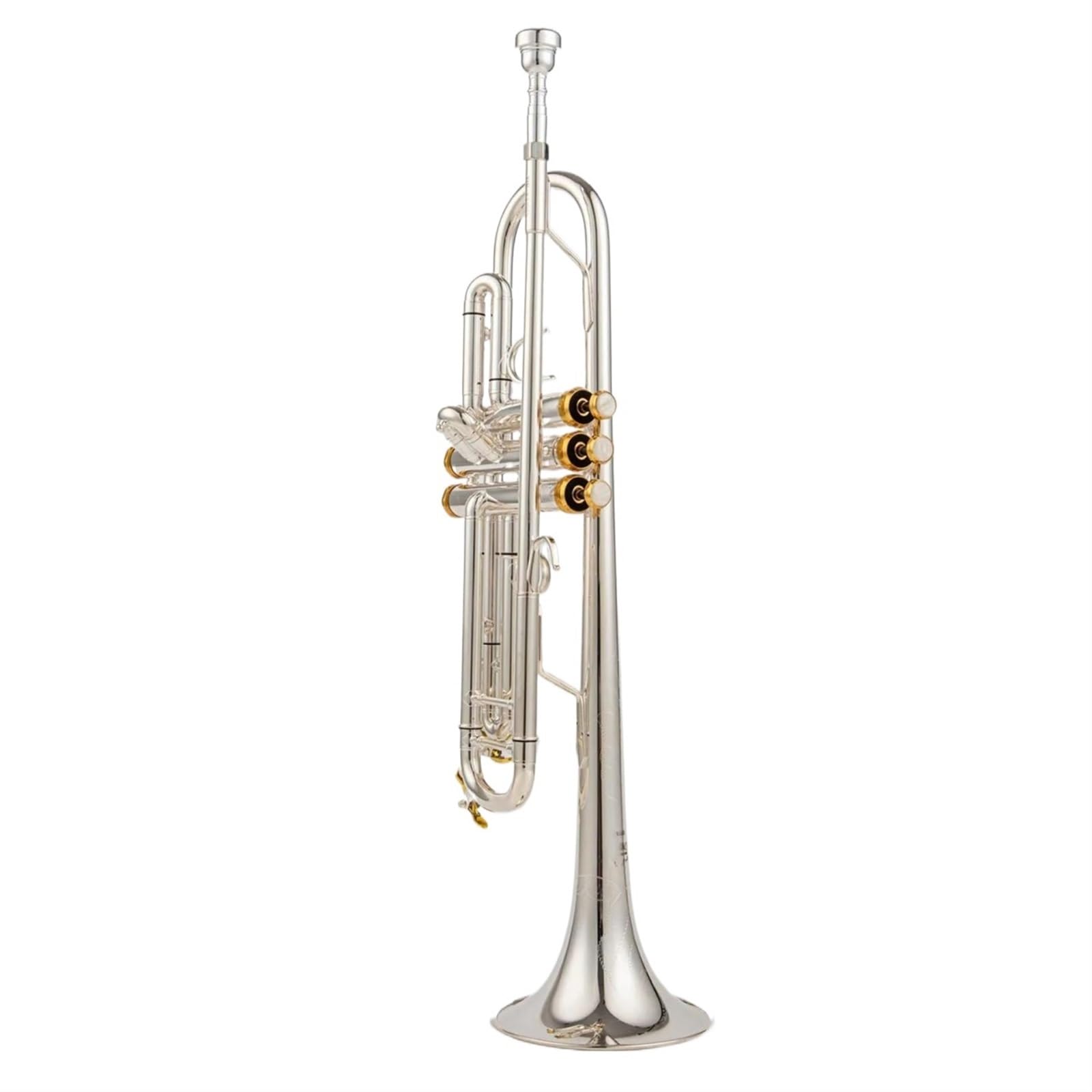 Instrumento De Trompeta Amantes De La Música Trompeta Bb Si Latón Plano Chapado En Plata Trompeta Profesional Instrumentos Musicales Oro(Silver)