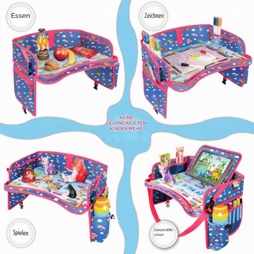 EcoFantasy Reisetisch Auto Kinder mit Tablet-Halter, abwischbar – Flugzeuge – Ansicht 4