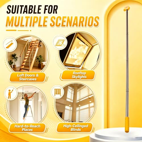 Poste para abrir ventanas extensible de 4 secciones con gancho de agarre firme 5