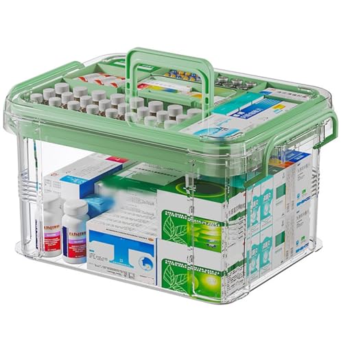 Ant Warrior Caja de medicamentos, Medicine box, Caja Organizadora para Medicina portátil de 2 capas,con asa, para hogar al aire libre,31x21x15 cm