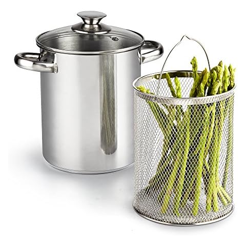 Cook N Home 02478 Basic Deep Fry Pan Steamer, Stainless Steel Cover