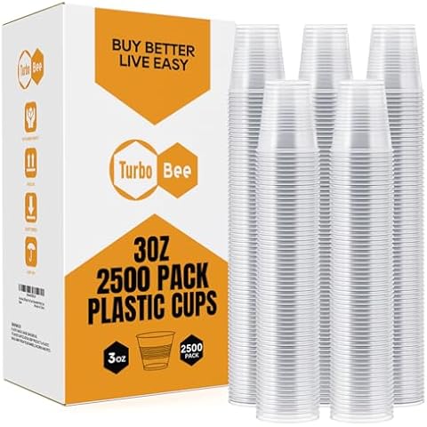Turbo Bee 2500Pack 3oz Plastic Cups,Disposable Mouthwash Cups,3 Ounce Small Cups Ideal for Drinking Tasting, Food Samples，Mini Bathroom Cups Cover