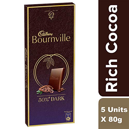 Image of Cadbury Dairy Milk Silk Roasted Almonds Chocolate Bar, 143g (Pack of 3) & Bournville Rich Cocoa Dark Chocolate Bar, 80 gm (Pack of 5)