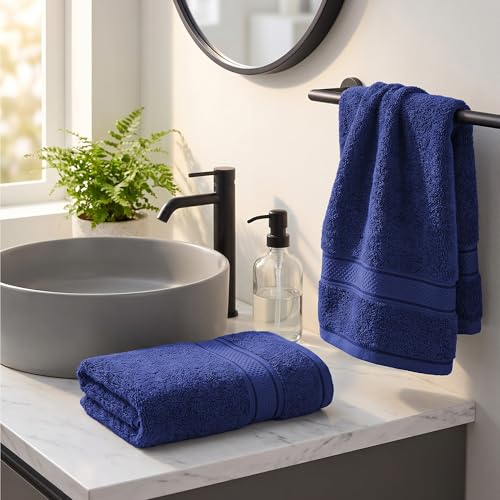 Image of MYTRIDENT Towels for Hand, Indulgence Collection, 100% Cotton Towels for Men /Women, 600 GSM, 2 Pc Hand Towel Set Luxury, 40 cm x 60 cm - Patriot Blue