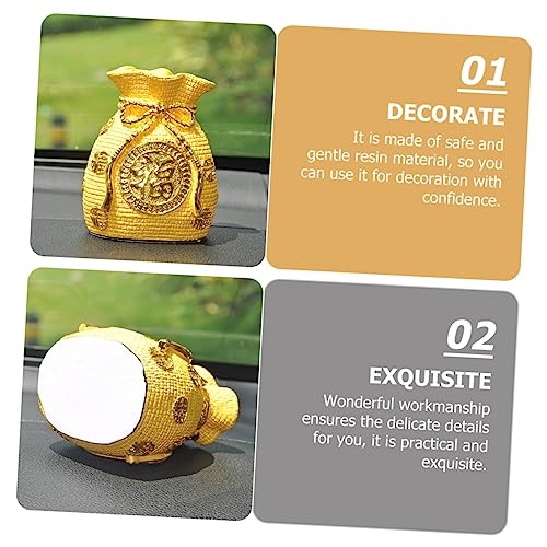 Milisten Creative Resin Money Bag Piggy Bank Ornament Lucky Pouch Decor for Car Interior Unique Vivid Design Decorative Statue Safe Resin Craft for Home and Office4