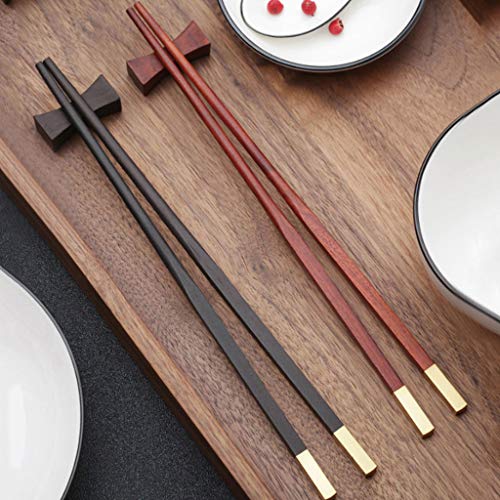 Coffret Cadeau de Baguettes réutilisables en Bois avec étui, Baguettes à Sushi jaises et Ensemble de Repose-Baguettes, Baguettes Chinoises de Luxe en Bois Naturel, Baguettes antidérapantes A