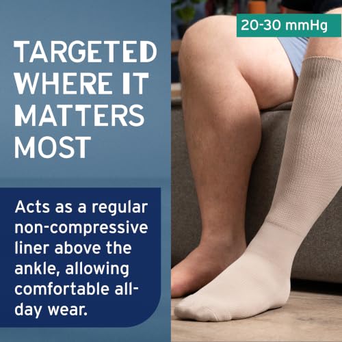 Image of JOBST FarrowHybrid ADI Knee High Compression Liner 20-30 mmHg - Designed to be Worn with JOBST FarrowWrap Garments - Taupe, Standard, Small