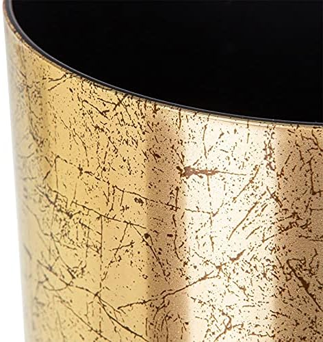 OLD GOLD flower indoor plant pot with saucer plastic gloss modern decorative planter with drainage holes (26 cm)