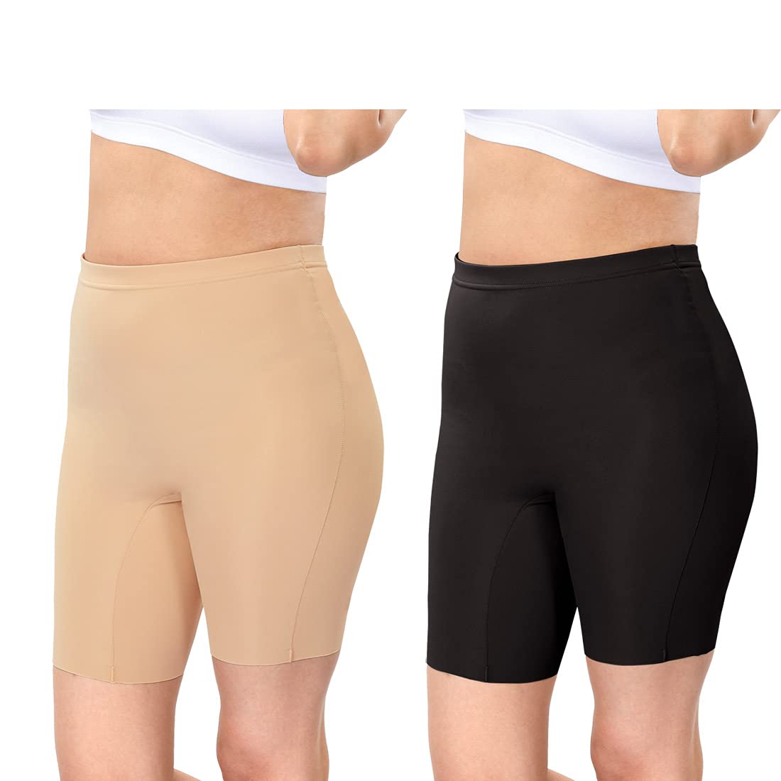 Women's Cotton Blended Shorts P-616 (Skin & Black)-image-7