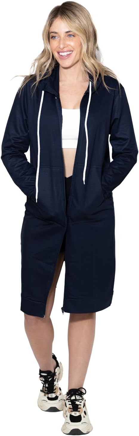 MISS POPULAR Women's Thin Lightweight Zip-Up Hoodie Dress with Pockets – Long Casual Tunic Jacket, Sizes S-2XL image 4