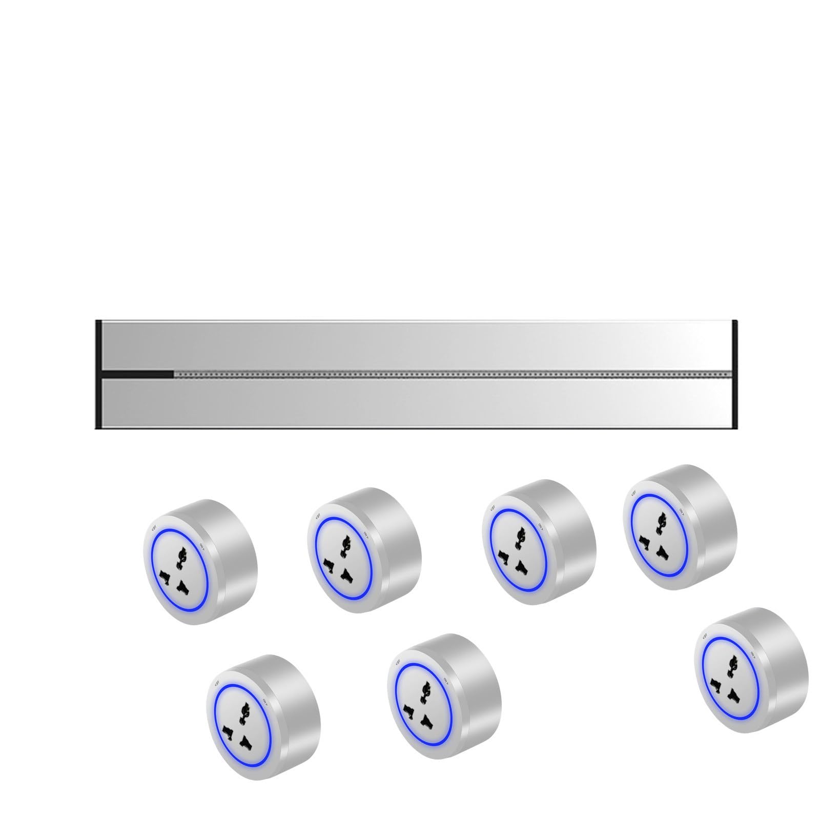 Power Strips Wall-Mounted Removable Power Sliding Track Socket, Anti-Shock, Detachable Supply(Silver,0.75M)