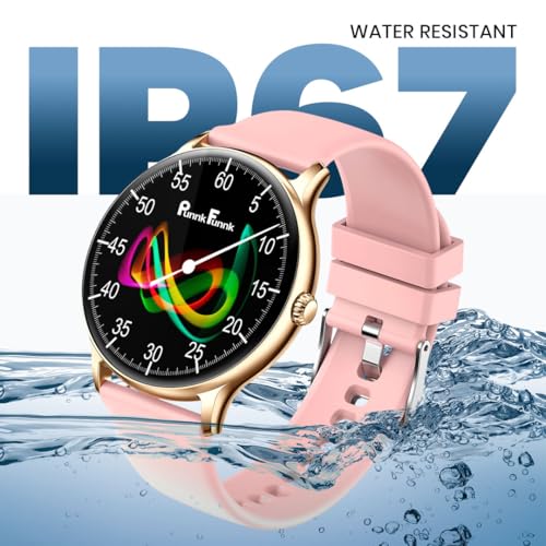 Image of PunnkFunnk Glavito Round Dial Smartwatch with 1.49 inch AMOLED Display, Bluetooth Calling, Functional Crown Control, 100+ Sports Modes, IP67, Health Tracking, 100+ Watch Faces for Men & Women (Pink)