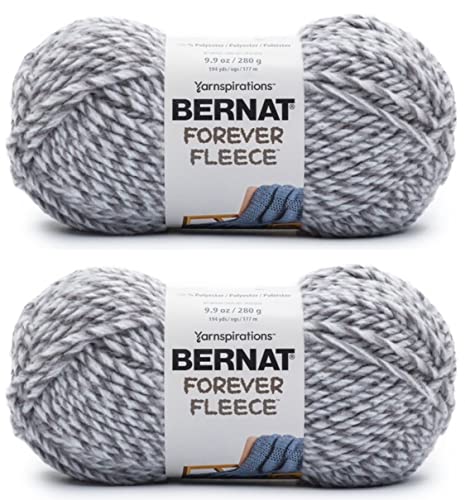 Image of Bernat Forever Fleece Smoke Yarn - 2 Pack of 280g /9.9oz - Polyester - 6 Super Bulky - 194 Yards - Knitting /Crochet